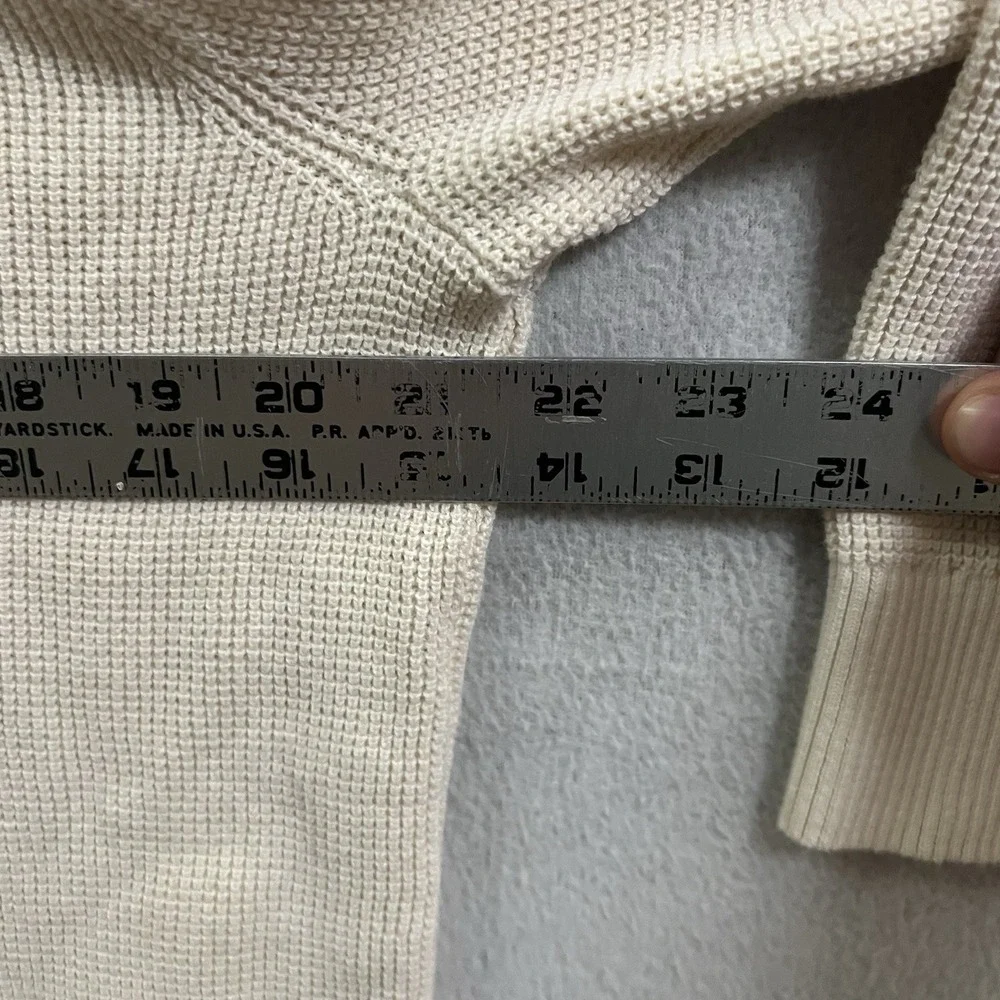 Banana Republic Waffle Knit Hoodie Men's Size Medium Beige Pullover Long Sleeve